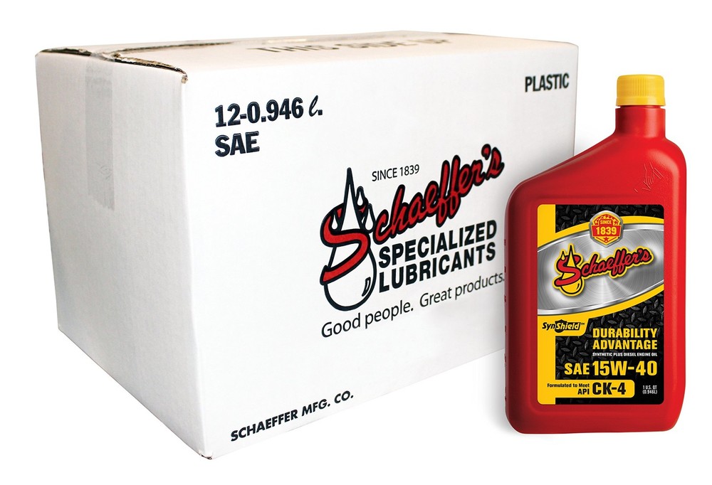 Schaeffer’s SynShield Durability Advantage 15w40 Diesel Engine Oil 12 Quart Pack