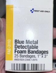 FIRST AID ONLY FAE-3110 SC 25 Blue Metal Foam Bandages, 1″x3″ Brand New Lot Of 2