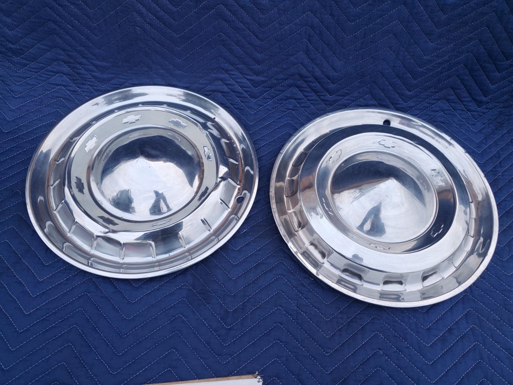 1955 Chevrolet Bel Air Chevy Factory Hub Caps 15″ Chrome Car Full Cover Hubcaps