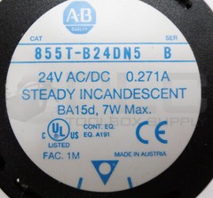 LOT OF 5 ALLEN BRADLEY 855T-B24DN5 AMBER STEADY INCANDESCENT SER B NO BULB