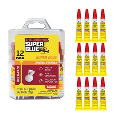 Super Glue 15187 Instant Adhesive, 0.07 Fl Oz, Tube, Clear, 12 Pack