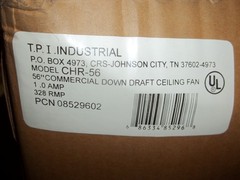 TPI CHR-56 56″ COMMERCIAL DOWN DRAFT CEILING FAN 1.0A 329RPM GARAGE SHOP (17)