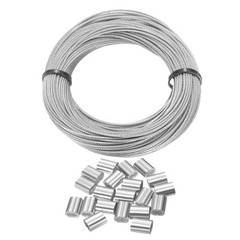 100ft (30M) 1.2mm Stainless Steel Wire Rope 7×7 Strand with 30pcs Loop Sleeves