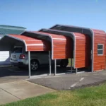 multiple sizes of a red carport stacked within each other